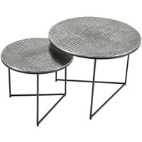 Couchtisch 2er Set Metall in Silber Antik Hammerschlag von Invicta Interior