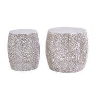 Couchtisch 2er Set Metall in Silber Handarbeit von Invicta Interior
