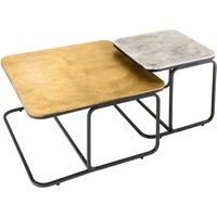 Couchtisch 2er Set Metall quadratisch Schwarz Gold Silber von Invicta Interior