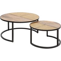 Couchtisch 2er Set Rattan Mango Holz Metall rund von Invicta Interior