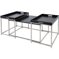 Couchtisch 3er Set MDF Metall in Schwarz mit Tabletts von Invicta Interior