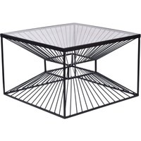 Couchtisch Hartglas Eisen in Schwarz 60x60 cm Handarbeit von Invicta Interior