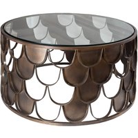 Couchtisch Hartglas Metall in Messing Antik 60x60 cm von Invicta Interior