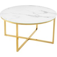 Couchtisch Hartglas Metall in Weiß Gold 80 x 80 cm von Invicta Interior