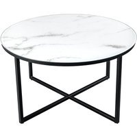 Couchtisch Hartglas Metall in Weiß Schwarz 80x80 cm von Invicta Interior
