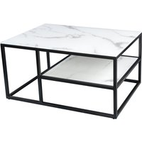 Couchtisch Hartglas Metall in Weiß Schwarz 90x60 cm von Invicta Interior
