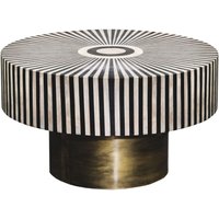 Couchtisch Intarsien in Schwarz Gold Weiß Ø 60 cm Handarbeit von Invicta Interior