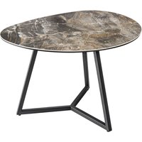 Couchtisch Keramik Hartglas Metall in Taupe Schwarz 70x55 cm von Invicta Interior