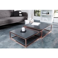 Couchtisch MDF Metall 2er Set in Anthrazit Kupfer von Invicta Interior