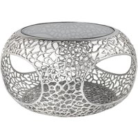 Couchtisch Metall Hartglas in Silber 74x74 cm Handarbeit Couchtisch Metall Hartglas in Silber 74x74 cm Handarbeit von Invicta Interior