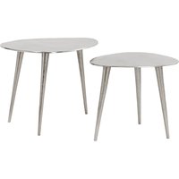 Couchtisch Metall in Silber 2er Set Dreibein Handarbeit von Invicta Interior