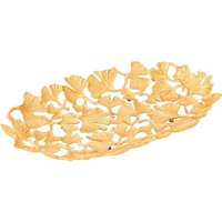 Deko Schale Metall 50 cm lang in Gold Ginko Handarbeit von Invicta Interior