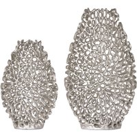Deko Vase 2er Set Handarbeit aus Metall in Silber Deko Vase 2er Set Handarbeit aus Metall in Silber von Invicta Interior