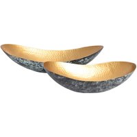 Dekoschale 2er Set Handarbeit Hammerschlag in Gold Patina von Invicta Interior