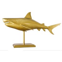 Dekostatue Metall Hai Fisch in Gold 103 cm lang Handarbeit von Invicta Interior