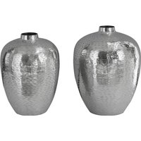 Dekovase 2er Set Hammerschlag Metall Unikat in Silber von Invicta Interior