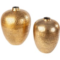 Dekovase 2er Set Handarbeit Hammerschlag Unikat in Gold Dekovase 2er Set Handarbeit Hammerschlag Unikat in Gold von Invicta Interior
