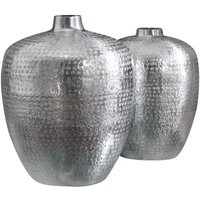 Dekovase 2er Set Handarbeit Hammerschlag Unikat in Silber Dekovase 2er Set Handarbeit Hammerschlag Unikat in Silber von Invicta Interior