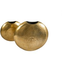 Dekovase 2er Set in Gold Handarbeit Hammerschlag Unikat Dekovase 2er Set in Gold Handarbeit Hammerschlag Unikat von Invicta Interior