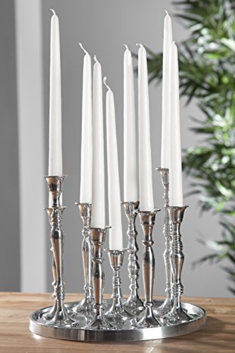 invicta INTERIOR Kerzenständer MODERN BAROCK 9-flammig Silber Aluminium poliert Kerzenhalter Deko-Platte von invicta INTERIOR