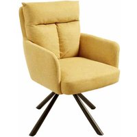 Drehstuhl Gelb Schwarz aus Stoff Metall ohne Rollen Retro Drehstuhl Gelb Schwarz aus Stoff Metall ohne Rollen Retro von Invicta Interior