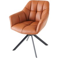 Drehstuhl Leder Metall B: 65 cm ohne Rollen in Cognac Schwarz Drehstuhl Leder Metall B: 65 cm ohne Rollen in Cognac Schwarz von Invicta Interior
