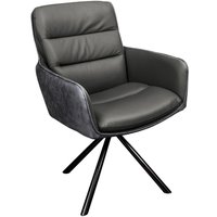 Drehstuhl Leder Stoff Metall in Grau Schwarz ohne Rollen Drehstuhl Leder Stoff Metall in Grau Schwarz ohne Rollen von Invicta Interior