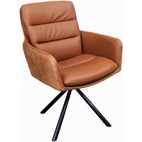 Drehstuhl Leder Stoff Metall ohne Rollen in Braun Schwarz von Invicta Interior
