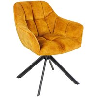 Drehstuhl Samt Metall ohne Rollen in Gelb Schwarz Retro von Invicta Interior