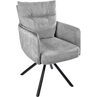 Drehstuhl Samt ohne Rollen mit Armlehne Grau Schwarz von Invicta Interior