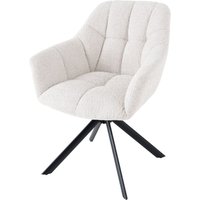 Drehstuhl Weiß Bouclé Metall Retro ohne Rollen SONIA Drehstuhl Weiß Bouclé Metall Retro ohne Rollen SONIA von Invicta Interior