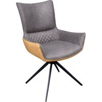 Drehstuhl ohne Rollen Grau Schwarz Braun mit Armlehne Drehstuhl ohne Rollen Grau Schwarz Braun mit Armlehne von Invicta Interior