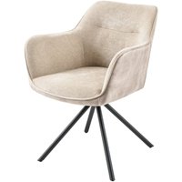 Drehstuhl ohne Rollen Samt in Beige Creme Schwarz Retro von Invicta Interior
