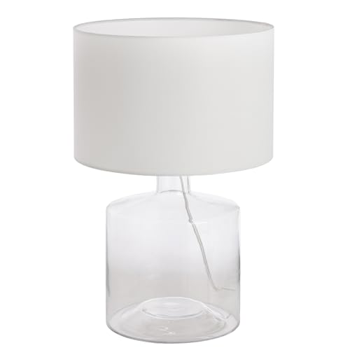 Elegante Tischleuchte CLASSIC II recyceltes Glas italienisches Design Leinenschirm Tischlampe Wohnzimmerleuchte von Invicta Interior