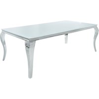 Esstisch Keramik Hartglas Metall in Weiß Silber 180x90 cm von Invicta Interior