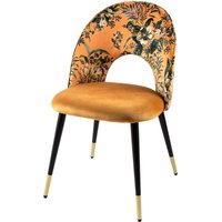 Esstischstuhl Gelb Schwarz florales Motiv ohne Armlehne Samt Esstischstuhl Gelb Schwarz florales Motiv ohne Armlehne Samt von Invicta Interior
