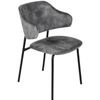 Esstischstuhl Samt Metallbeine Grau Schwarz Retro Design Esstischstuhl Samt Metallbeine Grau Schwarz Retro Design von Invicta Interior