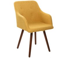 Esszimmerstuhl Gelb Braun aus Stoff Holz mit Armlehne Skandi Esszimmerstuhl Gelb Braun aus Stoff Holz mit Armlehne Skandi von Invicta Interior