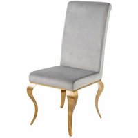 Esszimmerstuhl Samt Edelstahl Barock Design in Grau Gold von Invicta Interior