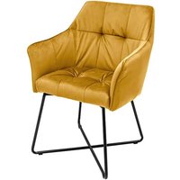 Esszimmerstuhl Samt Metall in Gelb Schwarz Modern von Invicta Interior