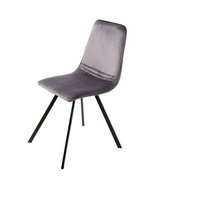 Esszimmerstuhl Samt Metall in Grau Schwarz Retro Esszimmerstuhl Samt Metall in Grau Schwarz Retro von Invicta Interior