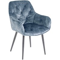 Esszimmerstuhl Samt Metall in Petrol Schwarz Chesterfield von Invicta Interior