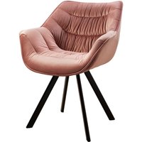 Esszimmerstuhl Samt Metall in Rosa Schwarz mit Armlehne von Invicta Interior