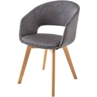 Esszimmerstuhl mit Armlehne Grau Natur aus Stoff Holz von Invicta Interior