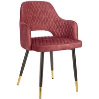 Esszimmerstuhl mit Armlehne Rot Schwarz Gold Retro Samt von Invicta Interior
