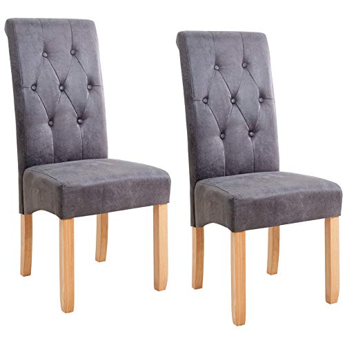 invicta INTERIOR 2er Set edler Stuhl CASA Vintage grau mit Zierknöpfen Beine aus Massivholz Esszimmerstuhl Stühle von invicta INTERIOR