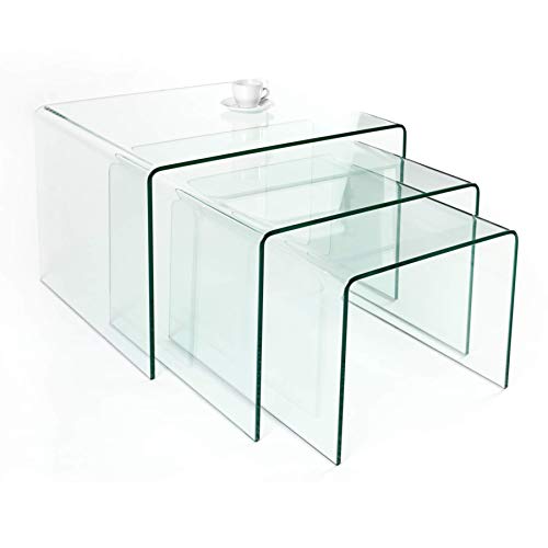 invicta INTERIOR 3er Set Glas Couchtisch FANTOME 60cm Beistelltische transparent Glastisch Tische von invicta INTERIOR