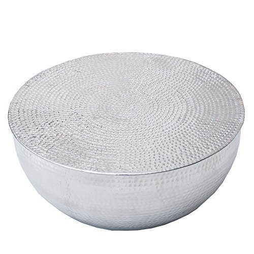 invicta INTERIOR Handgearbeiteter Couchtisch Orient II 60cm Silber im Classic Hammerschlag Design von invicta INTERIOR