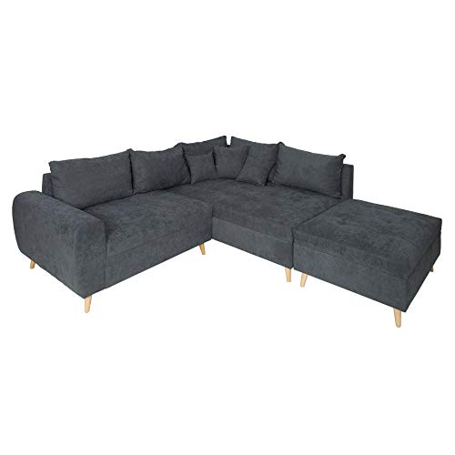 Invicta Interior Design Ecksofa Scandinavia anthrazit 250cm Nosag Polsterung mit Hocker und Kissen Couch Sofa Eckcouch von Invicta Interior