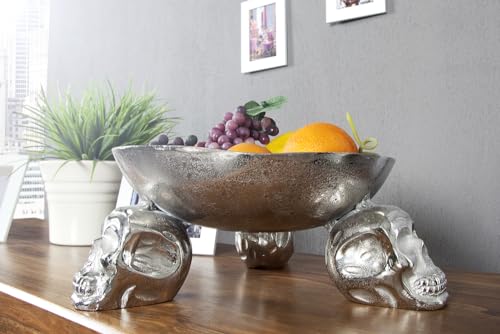 Invicta Interior Design Obstschale Skull 35cm Silber Aluminium Alu Schale Aufbewahrung Dekoration von Invicta Interior